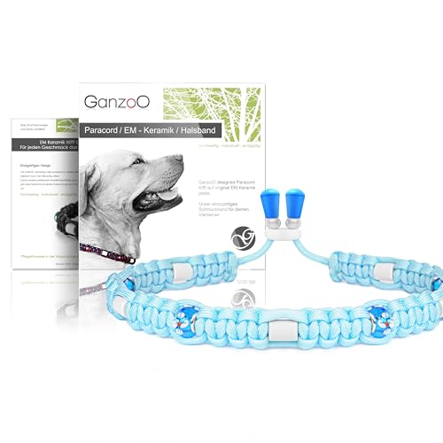 Ganzoo Collier décoratif en céramique EM pour Chien, Paracord 550 tressé avec Perles et Tubes EM Pipes, Doux Respirant résistant à l’Eau, Ajustable...