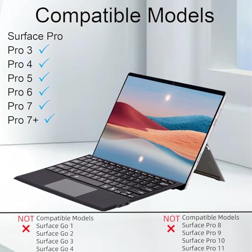 Teclado Bluetooth para Surface Pro 7 y 6 con retroiluminación y panel táctil 2