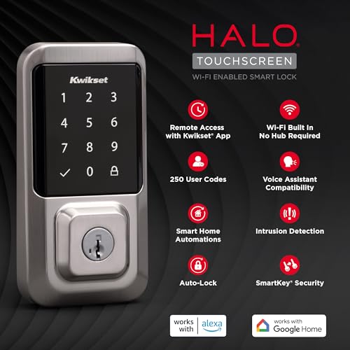 Kwikset Halo Wi-Fi Smart Lock, Keyless Entry Door Deadbolt, Geofence Auto-Unlock, Grade AAA Certified, No Hub Required Easy Install, Satin Nickel Lifetime Finish Warranty, Touchscreen thumbnail 11