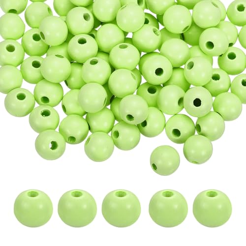 Perline In Legno Per Macramé Colore: Verde Chiaro; Dimensione Perle: 12mm/0.47pollici; Dimensione Foro: 3.3 Mm/0.13pollici; Materiale: Legno; Lista Della Confezione: 100 Pz x Perline Naturali In Legno