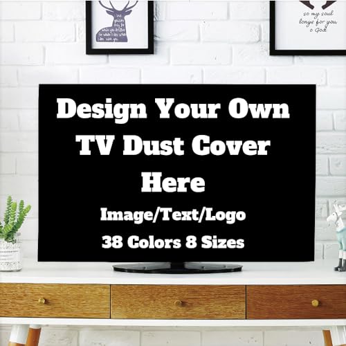 XQGNZFR Custom Dustproof TV Cover Decorations Television Cover Upload Image Logo Text Photo For Home Office Personalized TV Dust Covers, Black, 65 Inch