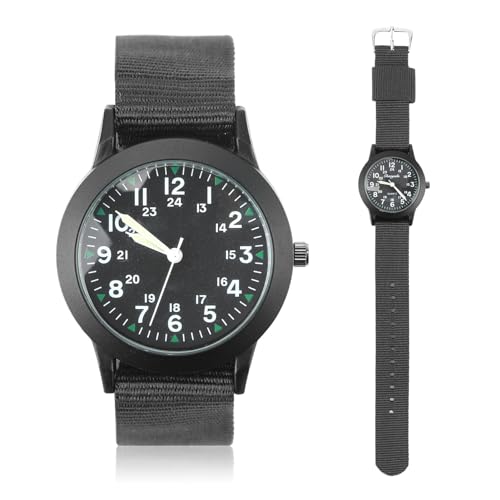 Relojes para hombre, estilo piloto militar, analógico, de cuarzo, que brilla en la oscuridad, reloj de pulsera deportivo al aire libre, reloj minimalista con correa de nailon fácil de sujetar para