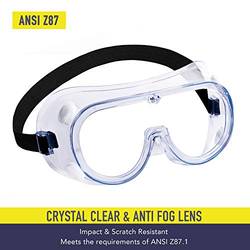 Safety Goggles, Protective Safety Glasses, Soft Crystal Clear Eye Protection - Perfect for Construction, Shooting, Lab Work, and More, 2 Pack (White)