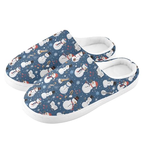 Fuzzy Memory Foam Slippers for Women/Men Christmas Snowman Instrumental Pattern Fluffy Winter House Shoes Indoor and Outdoor4