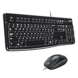 Logitech MK120 Kabelgebundenes Tastatur-Maus-Set, Optische Maus, USB-Anschluss, PC/Laptop, Schweizer QWERTZ-Layout - Schwarz
