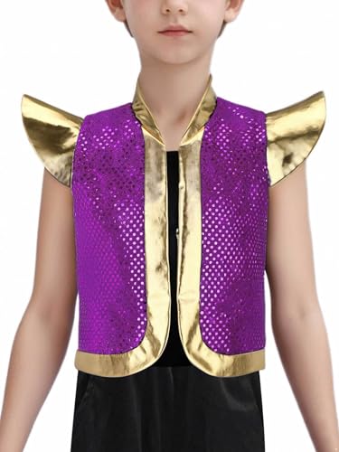 Kids Boys Super Brother Outfits Cap Sleeve Shiny Sequins Tank Top Fairy Tale Arabian Prince Outerwear Vest