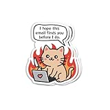 (3Pcs) I Hope This Email Finds You Before I Do Funny Cat Sticker - Cute Work Humor Laptop Decal Water Bottle Phone Office Meme Aesthetic Design