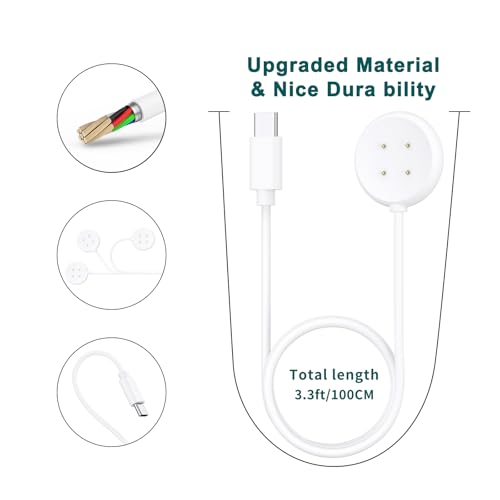 Image of Meliya Type-C Smartphone Charging Cable Intended for Google Pixel Watch 3 /Pixel Watch 2 Charger, Magnetic Charging Cable Cord Adapter 3.3ft /100cm (White)