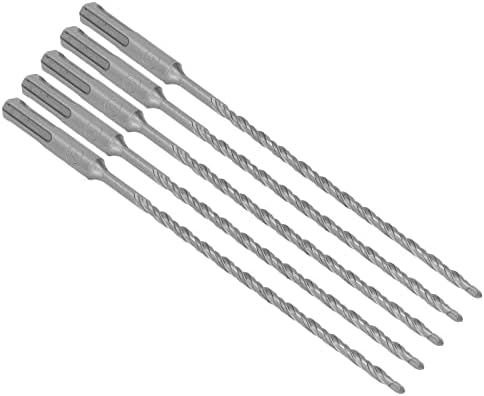 5 Pcs Carbide Tip Impact Drill Bit Set 210mm Length 2 Flute Spiral Rotary Hammer Bits for Concrete Brick Stone Masonry with Nitride Coated