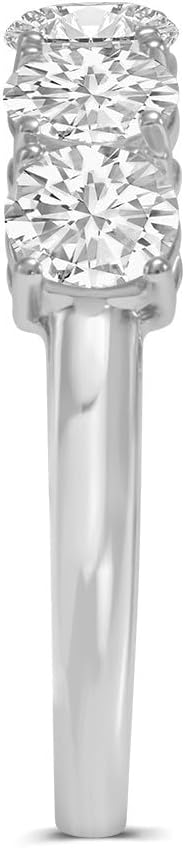 TimeLess Classics 14K Gold Round Lab Grown Diamond Ladies Five Stone Wedding Anniversary Stackable Ring Band (Available From 0.50-3 CTW) (Available Ring Size: 4.5 to 10)