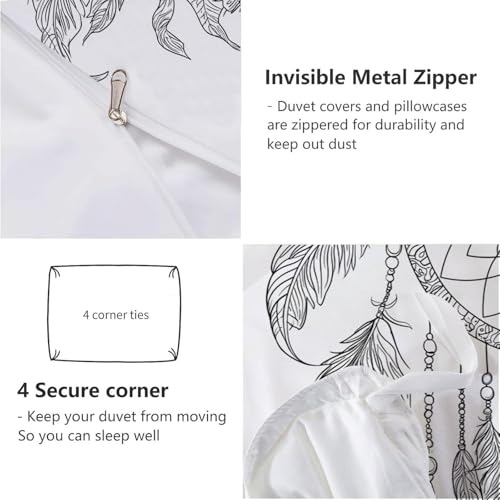Housse de couette 240x260 zippée attrape-rêves au motif imprimé 3D haute définition - 8