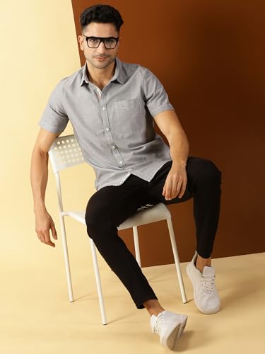 Image of Thomas Scott Men's Cotton Casual Shirt | Regular Fit | Soft & Breathable Fabric | Stylish Everyday Wear for Work, Travel & Outings
