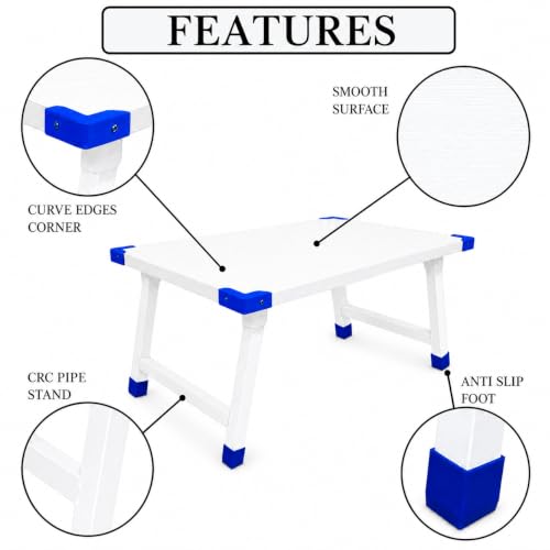 Image of Eduway Multipurpose Foldable White Board Laptop Table with 1 Duster & Marker | Heavy-Duty Portable Writing Desk for Bed, Study, Work from Home, Dining & Reading,