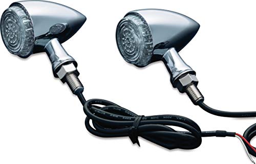 Kuryakyn 2507 Torpedo/Bullet Style Motorcycle LED Lights with Clear Lenses: Rear Position Turn Signal/Blinker, Running and Brake Light Indicators, Chrome, 1 Pair