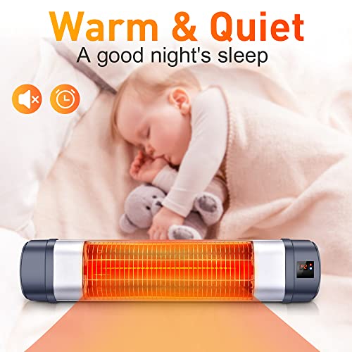 Wall Mounted Electric Heater, 1500W Hanging Space Heater w/Remote