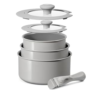 BLAZANT Topfset Induktion 6-teilig, Antihaft Keramik Kochtopf Set abnehmbarer griff, Molekular gebondeter Induktionsboden, für alle Herdarten geeignet, Induktions Töpfe Set, Ofenfest