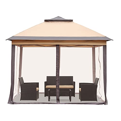 Wonlink 11X11 Ft Gazebo Tent With Mosquito Netting, Folding Heavy Duty Height Adjustable Sun Shelter Gazebo #TOP6
