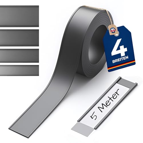 Perfiles magnéticos para estanterías o superfícies metálicas - Perfiles C/Etiquetas magnéticas ancho 40 mm - que se vende por 5m rollo