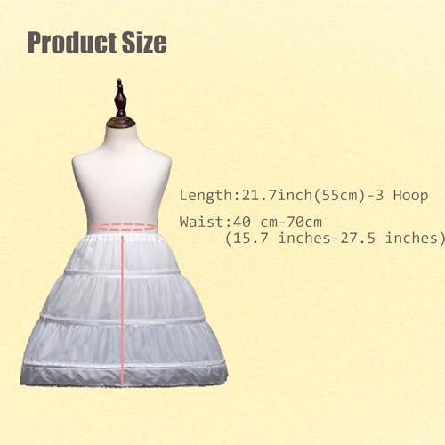 Adjustable Waist Lining Girls' 3 Hoops Lace Petticoat Full Slip Flower Girl Crinoline Skirt Children Princess Skirt2