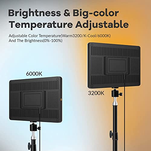Image of GiftMax LED Video Soft Light Panel, for Studio Photography | Video Recording | Conference | YouTube,2700K-5700K CRI95+ | with Remote Control (Camera Light with 6ft Stand)