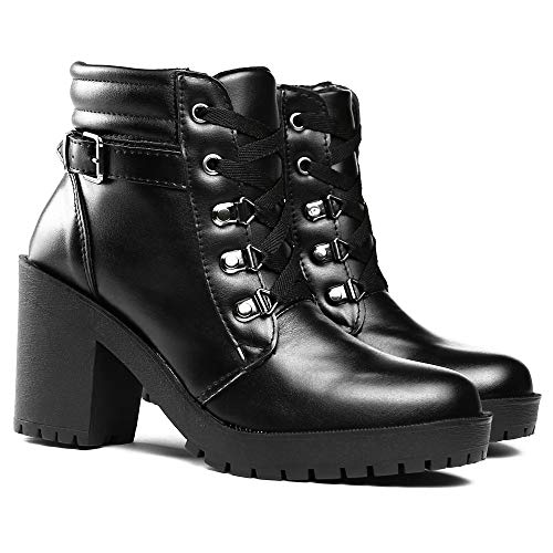 Bota Coturno Tratorada Sapatofran Salto Em Bloco Plataforma Preta (35, PRETO)