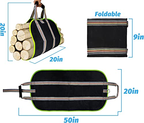 Okayes Firewood Carrier Bag, Firewood Bag, Canvas Firewood Log Carrier Tote Bag, Log Carrier For Firewood, Log Bag Carrier Firewood Holder, Wood Carrier With Handles, 50"X20" Wood Bag Large Capacity #TOP2