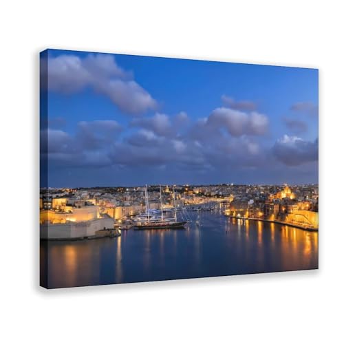 Toile de Maître Birgu et Senglea Malte au Rendu Galerie d'Art