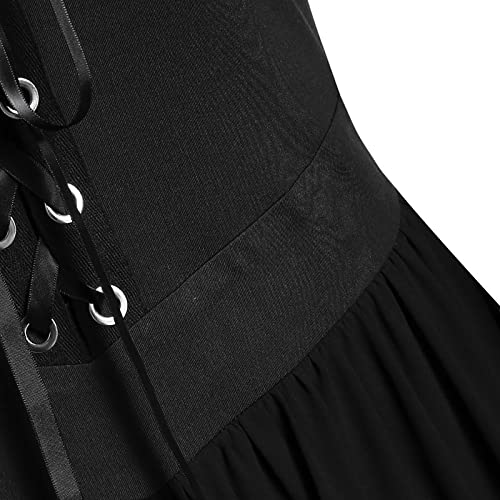 AMhomely Halloween Dress Medieval Costume Women Butterfly Sleeve Maxi Dress Cold Shoulder Steampunk Corset Dress for Women Gothic Clothes Black, L AMhomely Halloween Dress Medieval Costume Women Butterfly Sleeve Maxi Dress Cold Shoulder Steampunk Corset Dress for Women Gothic Clothes Black, L