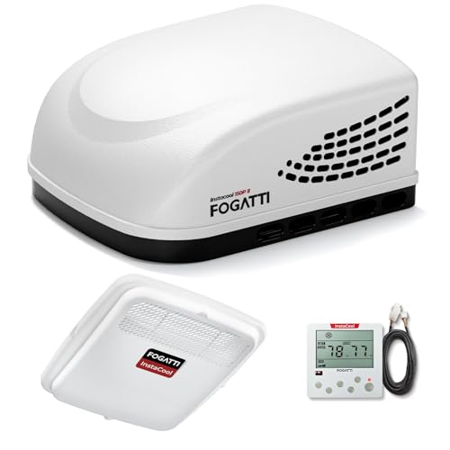 FOGATTI RV Air Conditioner InstaCool 15000BTU with Heat Strip, Non-Ducted, Rooftop AC Unit RV, All in One Unit, Easy Install, Quiet AC, For Camper, 115V