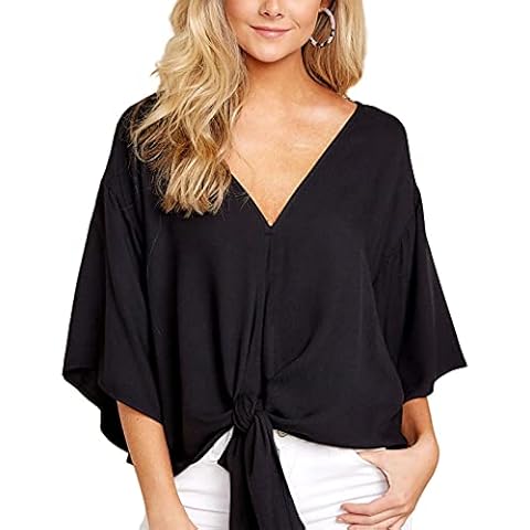 SISAY Top de Gasa para Mujer Casual 3/4 Manga Acampanadas Blusa Estampado Camisetas Cover