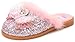 AOGD Chaussures pour Filles Pantoufles en Peluche à Talon Plat Princesse Elsa Bleu Rose Pantoufles en Coton à Paillettes Chaussures de Maison pour Bébé Demi-pantoufles Chaussures de Princesse