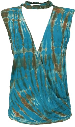 T-shirt hippie batik bleu à col taille 40 pour femme Guru Shop