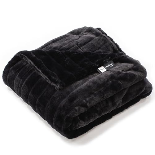 Minky Designs Jaguar Black Minky Blanket, Soft Faux Fur Throw Blanket 50x60