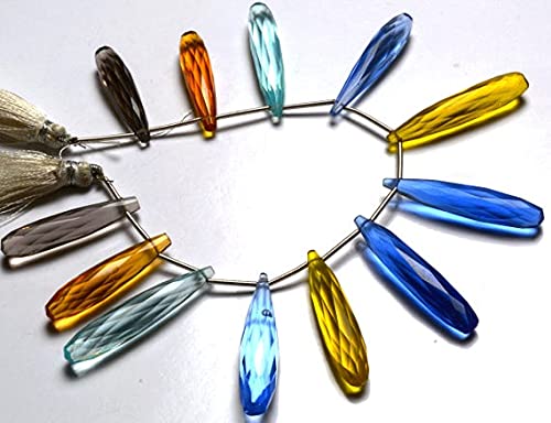 Perles quartz hydro facettées en forme de goutte 31-36mm à haute réflexion lumineuse
