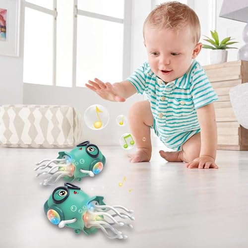 Image of Sundaymot Dancing Jellyfish Toy for Kids with Music, LED Lights & 360 Bump-and-Go Action - Battery Operated Cartoon Jellyfish Robot Play Kitchen Accessories,(Dancing Jellyfish)