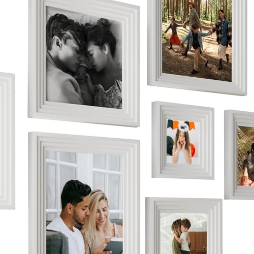 Image of Art Street Set of 7 Adore Premium 3D Photo Frame for Living Room, Home Decoration & Office Decor, Wall Picture Frame (White, 8x10, 8x6, 8x8 and 5x5 Inch)