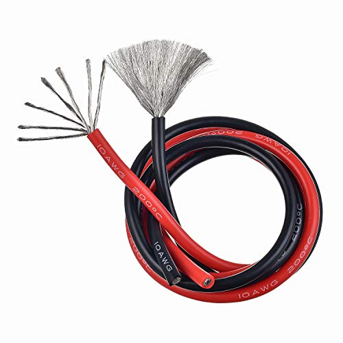 Câble silicone 10 AWG Bojack de 3m noir et rouge pour modèles réduits et batteries