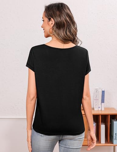 Totatuit Women Womens Short Sleeve Cotton Tops Summer T Shirts Round Neck Causal Loose Fit Tee Fashion Basic Tee 2026 - image 3