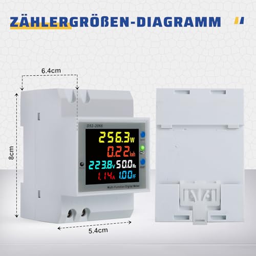 BOSYTRO Stromzähler Hutschiene 1 Phasig, Wifi Smart Stromzähler AC40-300V 100A 6 in 1 Multifunktionaler Wechselstromzähler KWh Zähler, Digitaler stromzähler DIN, Geschlossenem Typ CT