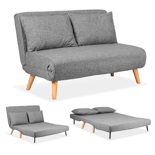 EVERGREENWEB - Canapé-Lit Banquette Convertible en lit | Fauteuil-lit Relax avec Matelas 120 cm et Coussin rembourré | Canapé clic-clac 2 Places avec Pieds...