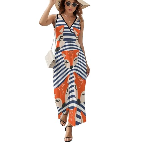Robe de plage sans manches anti-transpiration | Robe longue d'été décontractée col V