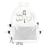 Mochila Ita Bag com inserção para exibição de pino para cosplay de anime escolar, Branco, Large, Casual