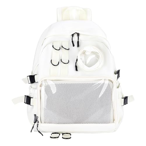 Mochila Ita Bag com inserção para exibição de pino para cosplay de anime escolar, Branco, Large, Casual