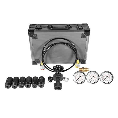 Image of GK-01 Hydraulic Nitrogen Accumulator Nitrogen Pressure Test Kit Gas Charging Tools with 3 Gauges 7 Type Adapters 10 /25 /40 Mpa 1500 /3600 /6000 PSI Hydraulic Test Gauge Kit