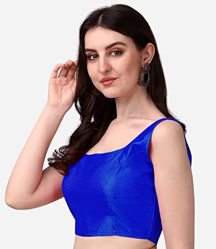 Image of Vihu Fashion Plain Sleeveless Pattern Readymade Blouse U Neck Choli