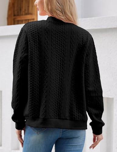 Image of Larmliss Women's Zip Up Cardigan Sweater Hoodies Long Sleeve Jacket Crewneck Casual Outerwear Spring Fall Trendy Coat Outfits