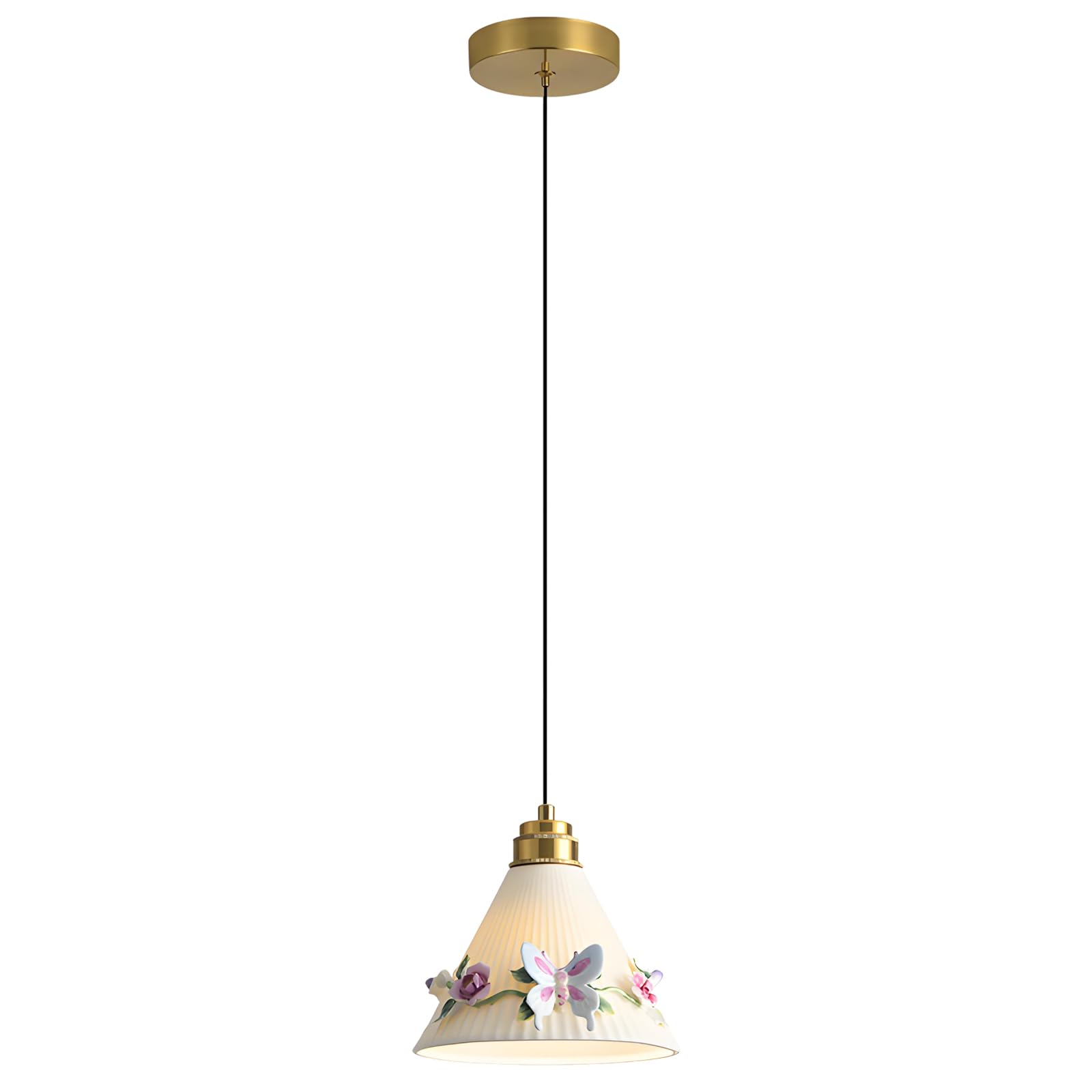 YNVIOZM Modern Ceramic Pendant Lights Kitchen Island, Adjustable Hanging Ceiling Lighting Fixture with White Ceramic Shade, Farmhouse Pendant Light for Dining Room Bar Over Sink/Table/Counter