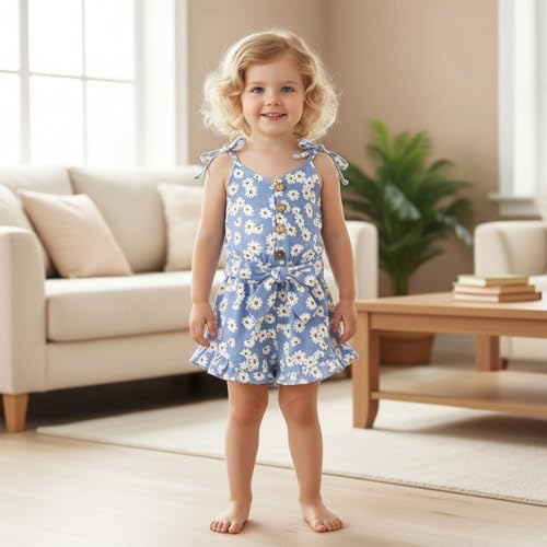 Image of Toddler Girl Clothes Baby Summer Cute Halter Romper 6 Months to 5 Years Old
