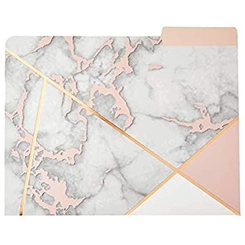 Geometric Marble File Folders, Rose Gold Office Supplies (Letter Size, 12 Pack) #TOP6