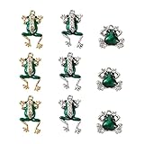 KISSITTY 18pcs/box Enamel Frog Charms Rhinestone Green Frog Pendants 3 Styles Metal Animal Charms 22-34x19-22mm for Necklaces Bracelets Earrings Jewelry Making with Hole 2-2.5mm
